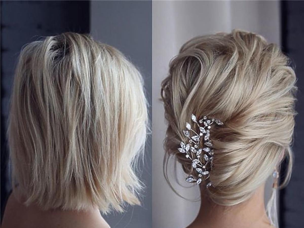 Upięcie włosów średniej długości.